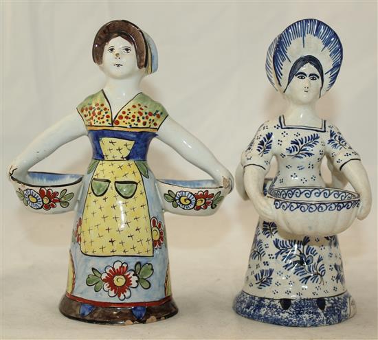 Two Delft figural salt cellars, 19th century(-)